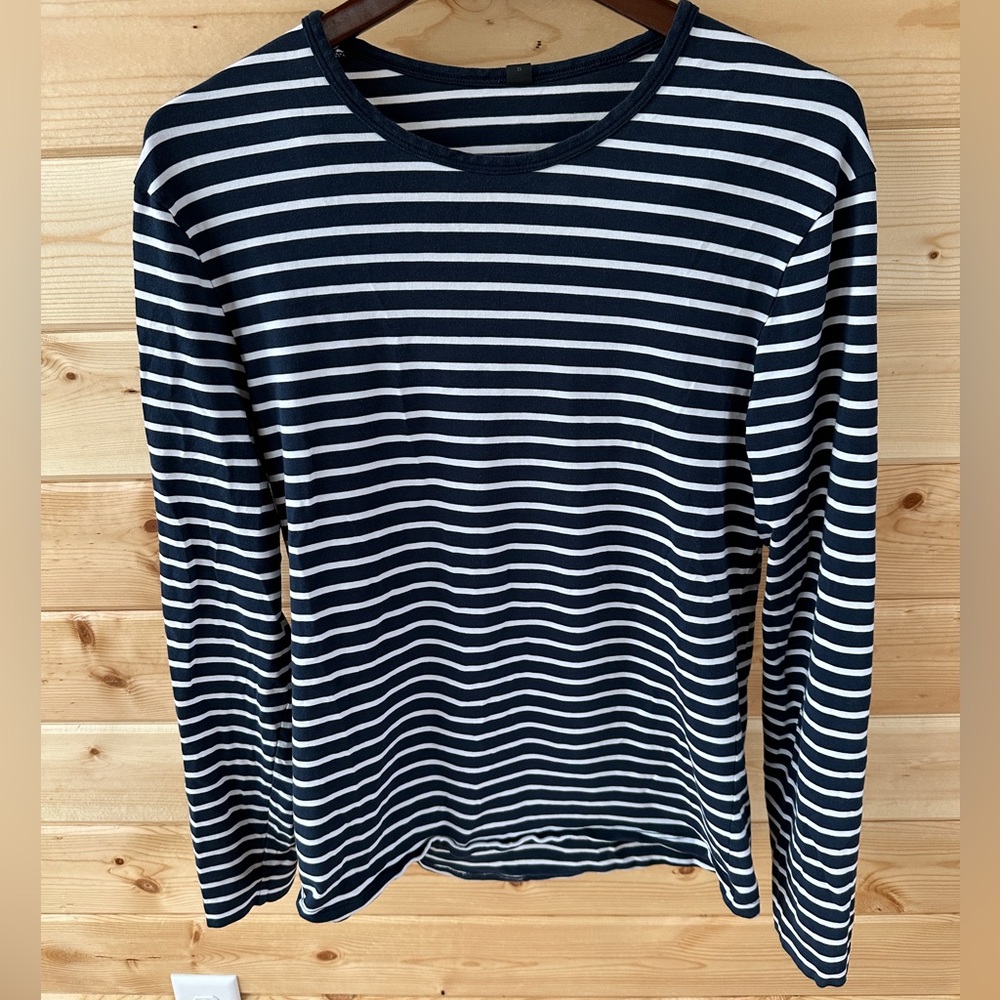 Lululemon Mens Long Sleeve Tee Blue White Stripe Size M